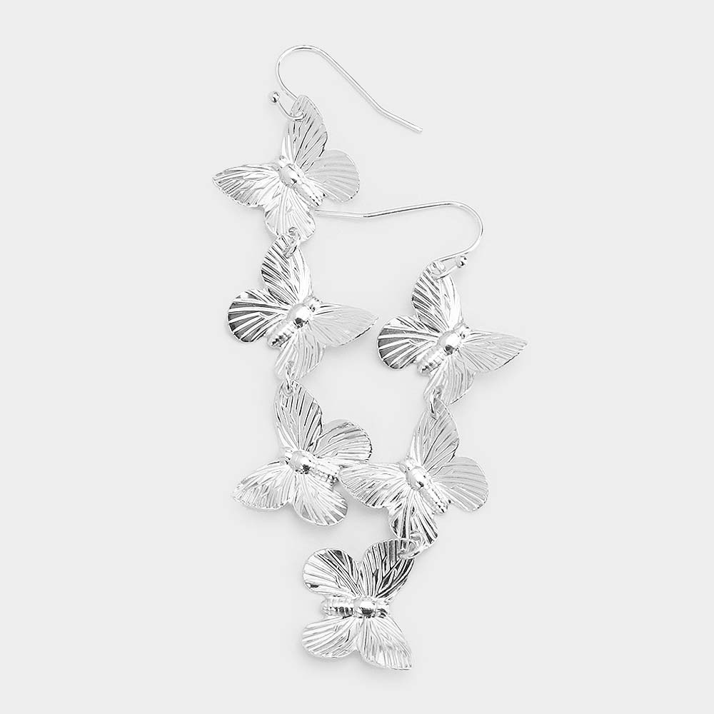 Pair Double Piercing Butterfly Earrings Sterling Silver Ear Chain Two Holes  E20 | eBay